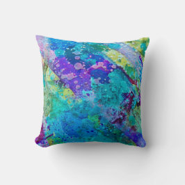 Blauwe en paarse abstracte klooster kussen