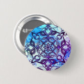 Blauwe en Paarse Abstracte Mandala Button (Voorkant /achterkant)