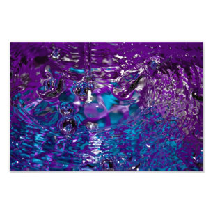 Blauwe en Paarse Abstracte waterfoto Foto Afdruk