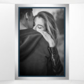 Blauwe en Paarse Agate Marble QR Code Wedding Drieluik Uitnodiging (Binnenkant midden)