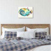Blauwe en Paarse aquariumvis Canvas Afdruk (Insitu (Slaapkamer))
