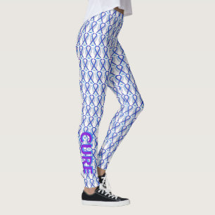 Blauwe en Paarse bewustwording Leggings Ribbon Ang