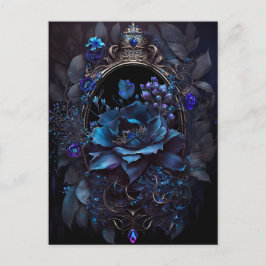 Blauwe en paarse bloemen en Victoriaans juwelen Briefkaart