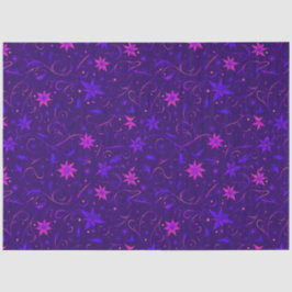 Blauwe en Paarse bloemen en wijnstokken kerst Tissuepapier