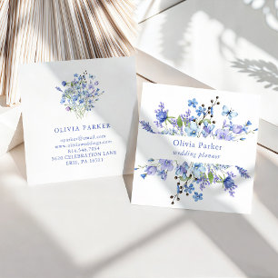 Blauwe en Paarse Boho Floral Vierkante Visitekaartje