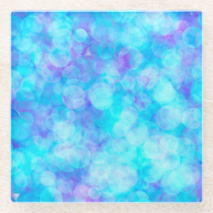 Blauwe en Paarse Bokeh Bubbles Glazen Onderzetter