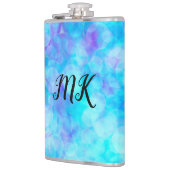 Blauwe en Paarse Bokeh Bubbles Heupfles (Links)