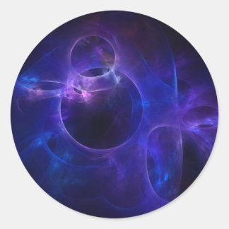 Blauwe en Paarse cirkels 1 Ronde Sticker