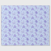 Blauwe en Paarse Dinosaurus Gift Wrap Cadeaupapier (Vlak)