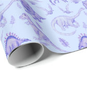 Blauwe en Paarse Dinosaurus Gift Wrap Cadeaupapier (Rol Hoek)
