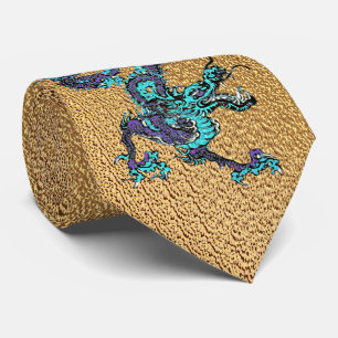 Blauwe en Paarse draak Stropdas