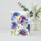 Blauwe en Paarse gemengde tuin Briefkaart (Staand voorkant)