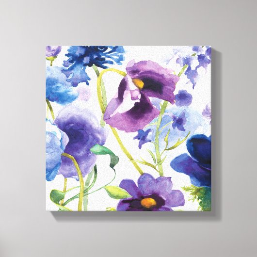 Blauwe en Paarse gemengde tuin Canvas Afdruk (Voorkant)