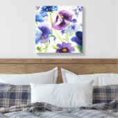 Blauwe en Paarse gemengde tuin Canvas Afdruk (Insitu (Slaapkamer))