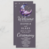 Blauwe en Paarse Halve Maan Trouwprogramma (Voorkant / Achterkant)
