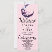 Blauwe en Paarse Halve Maan Trouwprogramma (Voorkant)