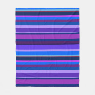 Blauwe en paarse horizontale strepen fleece deken