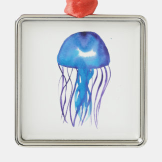Blauwe en Paarse kwallen Metalen Ornament