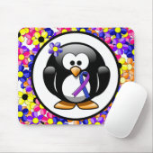 Blauwe en Paarse lint Penguin Muismat (Met muis)