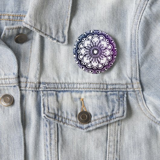 Blauwe en Paarse Mandala Button (In situ)
