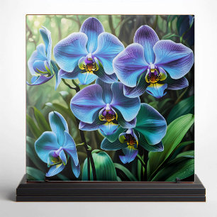 Blauwe en Paarse orchideeën Tegeltje