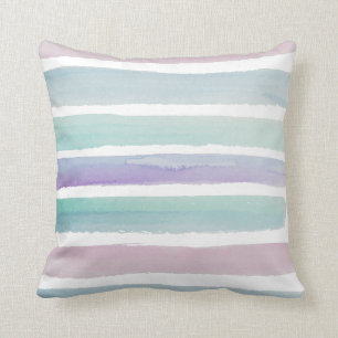 Blauwe en paarse pastel waterverf strepen kussen