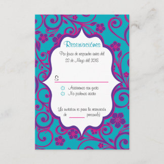 Blauwe en Paarse Quinceañera Spaanse RSVP-kaart Kaart