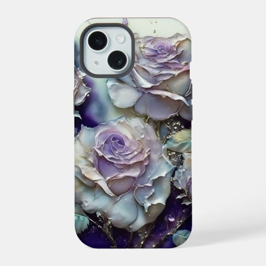 Blauwe en Paarse Rozen iPhone 15 Hoesje (Achterkant)