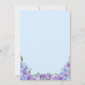 Blauwe en Paarse Rozen & Zilver Tiara Quinceanera Kaart (Achterkant)