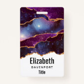 Blauwe en Paarse ruimte en sterren met Gold Ribbon Badge (Voorkant)