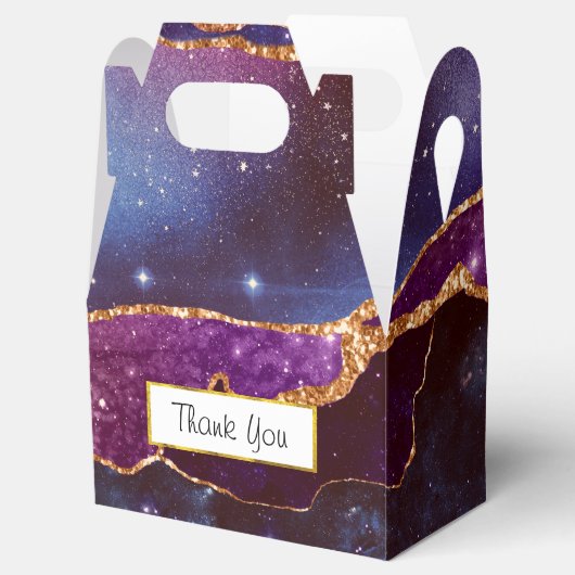 Blauwe en Paarse ruimte en sterren met Gold Ribbon Bedankdoosjes (Geopend)