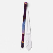 Blauwe en Paarse ruimte en sterren met Gold Ribbon Stropdas (Achterkant)