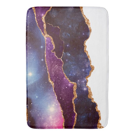 Blauwe en Paarse ruimte en sterren Modern Agate Badmat (Voorkant Verticaal)