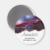 Blauwe en Paarse ruimte en sterren Modern Agate Bi Magneet (Voorkant / Achterkant)