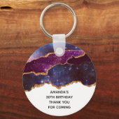 Blauwe en Paarse ruimte en sterren Modern Agate Bi Sleutelhanger (Voorkant)