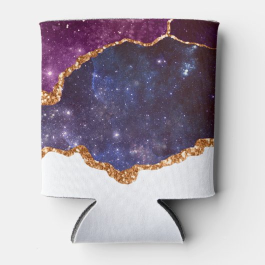 Blauwe en Paarse ruimte en sterren Modern Agate Blikjeskoeler (Voorkant)