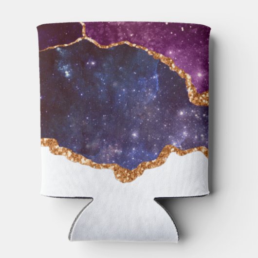 Blauwe en Paarse ruimte en sterren Modern Agate Blikjeskoeler (Achterkant)