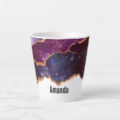 Blauwe en Paarse ruimte en sterren Modern Agate Latte Mok (Voorkant)