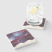 Blauwe en Paarse ruimte en sterren Modern Agate Stenen Onderzetter (Zijkant)