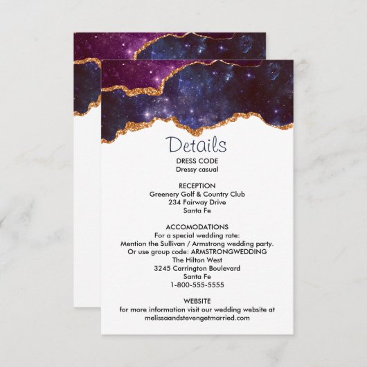 Blauwe en Paarse ruimte en sterren Modern Agate We Kaart (Voorkant / Achterkant)