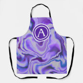 Blauwe en Paarse Silky Marble Monogram Schort (Voorkant)