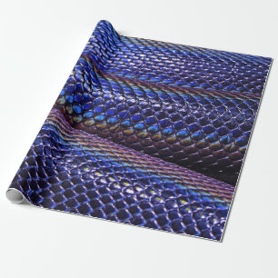 Blauwe en paarse snakeskin cadeaupapier
