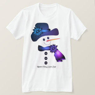 Blauwe en Paarse Sneeuwman T-shirt