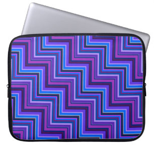 Blauwe en paarse strepen trappen laptop sleeve