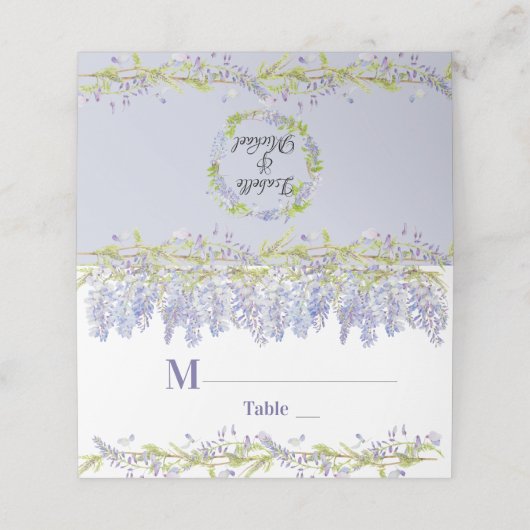 Blauwe en Paarse Waterverf Bloemenbruiloft (Buitenkant ongevouwen)