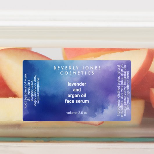 Blauwe en Paarse waterverf druppelflesetiket Labels (Aangebracht)