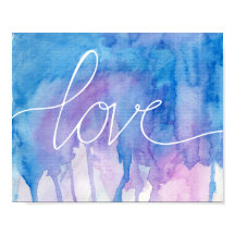 Blauwe en Paarse Waterverf - Liefde | POSTER