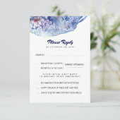 Blauwe en Paarse Waterverven bruiloft RSVP Kaart (Staand voorkant)