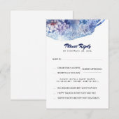 Blauwe en Paarse Waterverven bruiloft RSVP Kaart (Voorkant / Achterkant)