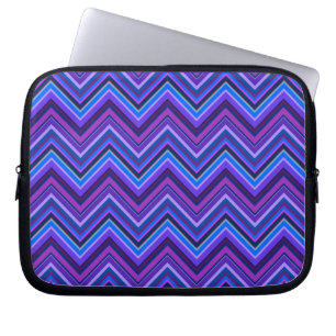 Blauwe en paarse zigzagstroken laptop sleeve